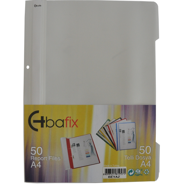 Bafix Telli Dosya Plastik XL Beyaz A4
